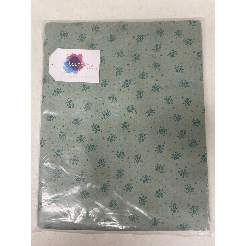 Boundless Fabrics Sm Green Floral Cotton  Quilting Quilt Back Crafts 4 yds‎